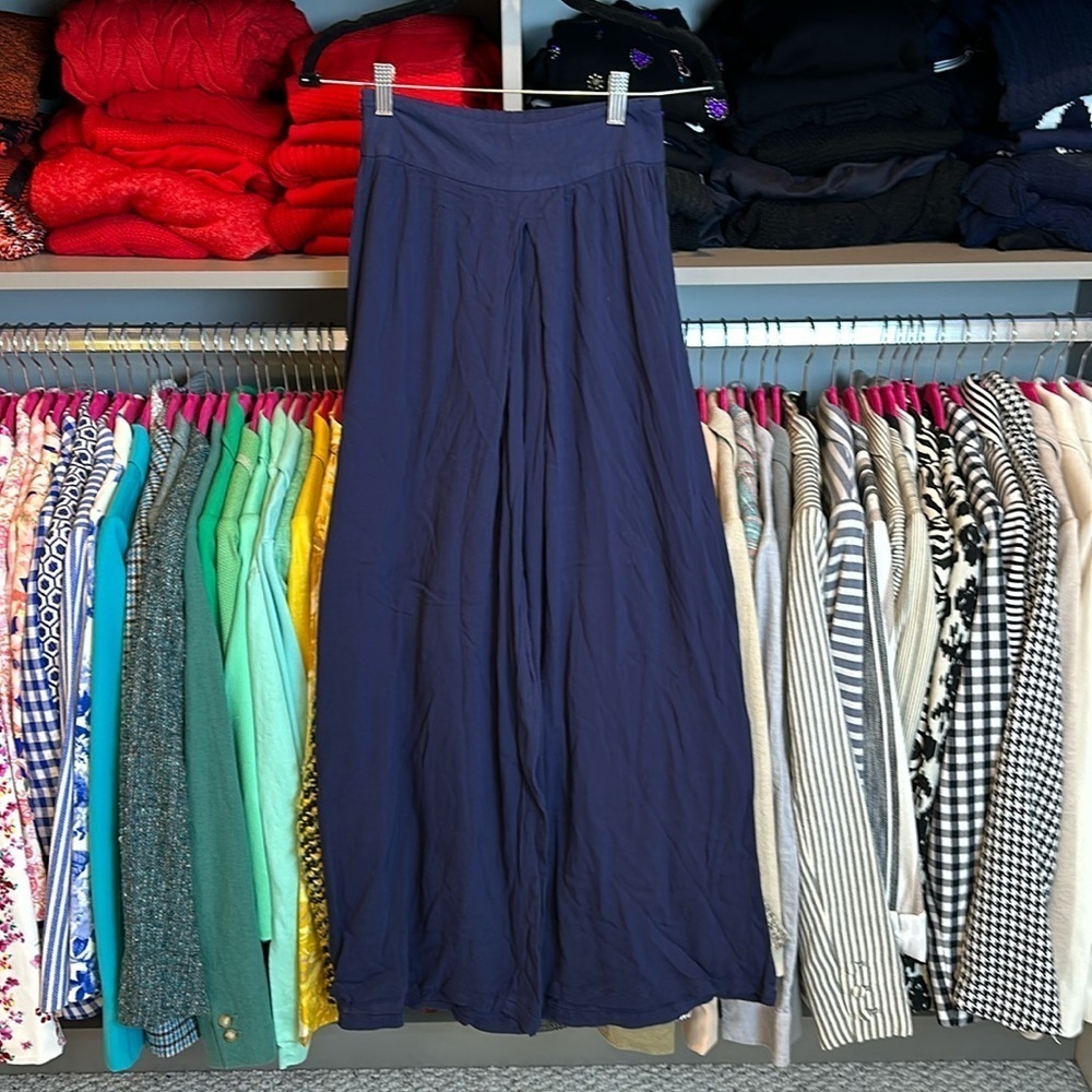 SHEIN navy front pleat wide leg pants size XS